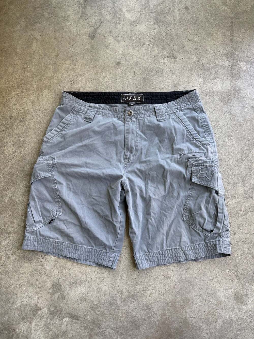 Y2K Fox Racing Slambozo Cargo Shorts Grey Size 36